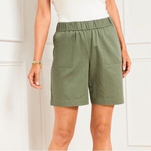 NWT Talbots Pull-On Elastic Waist Cotton Linen Shorts Spring Green XL Petite XLP